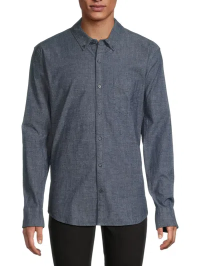 True Classic Men's Long Sleeve Denim Shirt In Medium Indigo