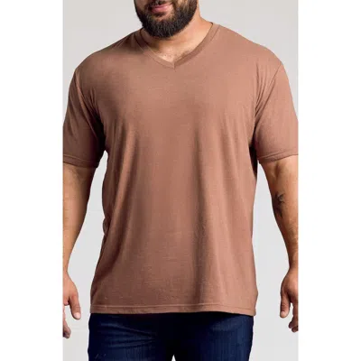 True Classic Short Sleeve V-neck T-shirt In Dark Heather Sepia