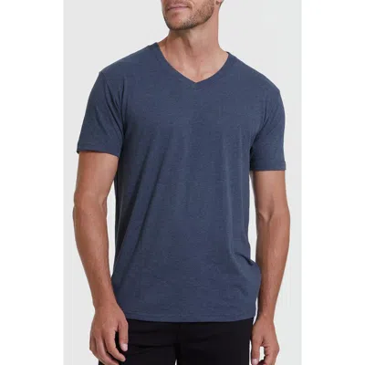 True Classic Short Sleeve V-neck T-shirt In Heather Navy