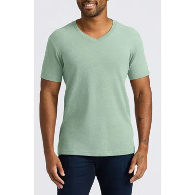 True Classic Short Sleeve V-neck T-shirt In Heather Slate Green