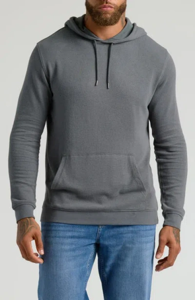 True Classic Waffle Pullover Hoodie In Gray