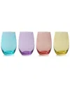 True Color Set Of 4 Stemless Wine Glasses