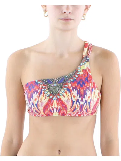 True Colours By La Moda Womens Embellished Polyester Bikini Swim Top In Multi