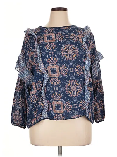 Pre-owned True Craft 3/4 Sleeve Blouse In Blue