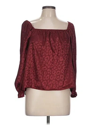 Pre-owned True Craft 3/4 Sleeve Blouse In Burgundy