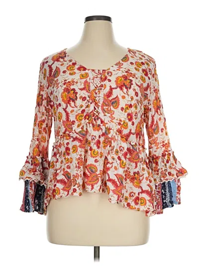 Pre-owned True Craft 3/4 Sleeve Blouse In Orange