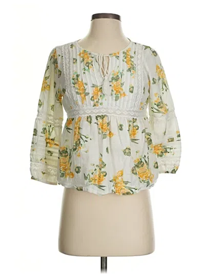 Pre-owned True Craft 3/4 Sleeve Blouse In Yellow