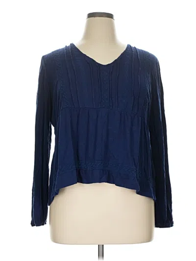 Pre-owned True Craft Long Sleeve Blouse In Blue