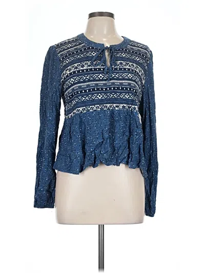 Pre-owned True Craft Long Sleeve Blouse In Blue
