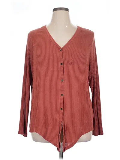 Pre-owned True Craft Long Sleeve Blouse In Burgundy