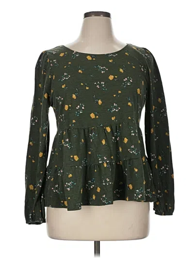 Pre-owned True Craft Long Sleeve Blouse In Green