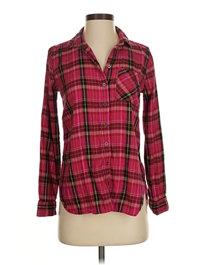 Pre-owned True Craft Long Sleeve Button Down Shirt In Burgundy