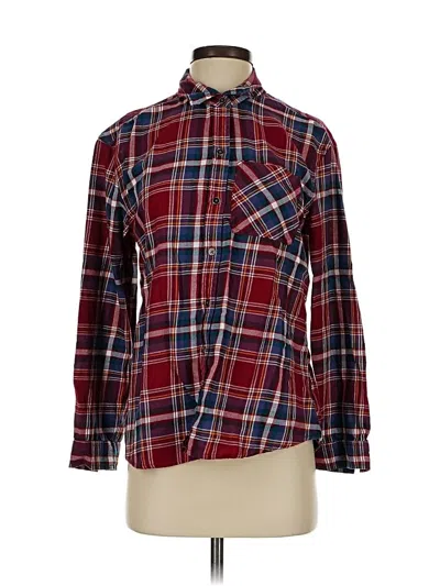 Pre-owned True Craft Long Sleeve Button Down Shirt In Burgundy