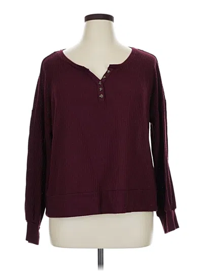 Pre-owned True Craft Long Sleeve Henley Shirt In Burgundy