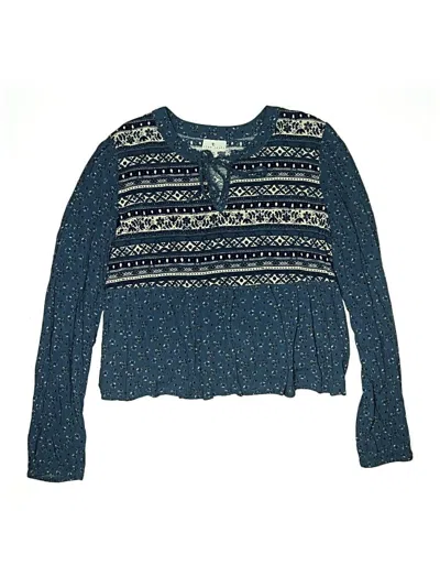 Pre-owned True Craft Kids' Long Sleeve Top Blue Crew Neck Tops