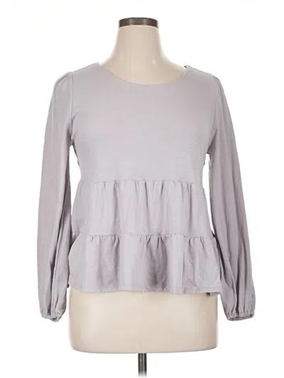 Pre-owned True Craft Long Sleeve Top Gray Sweetheart Neckline Tops