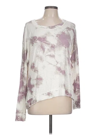 Pre-owned True Craft Long Sleeve Top Ivory Tie-dye Pattern Boatneck Tops