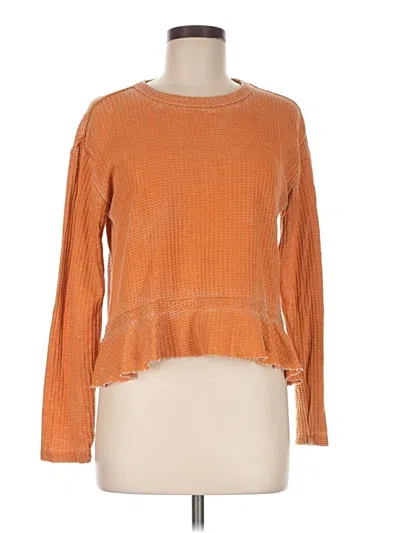 Pre-owned True Craft Long Sleeve Top Orange Crew Neck Tops