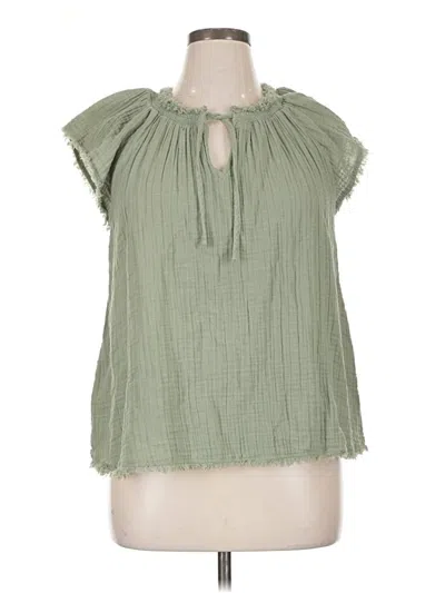 Pre-owned True Craft Short Sleeve Blouse In Green