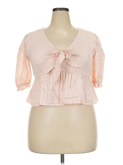 Pre-owned True Craft Short Sleeve Blouse In Pink