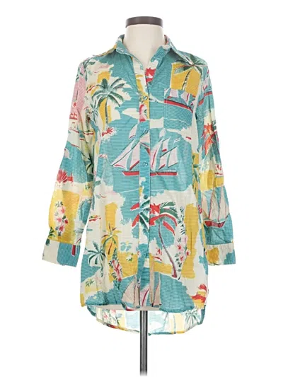 Pre-owned True Destinations 3/4 Sleeve Blouse In Blue