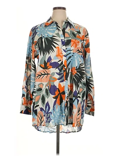 Pre-owned True Destinations 3/4 Sleeve Blouse In Blue