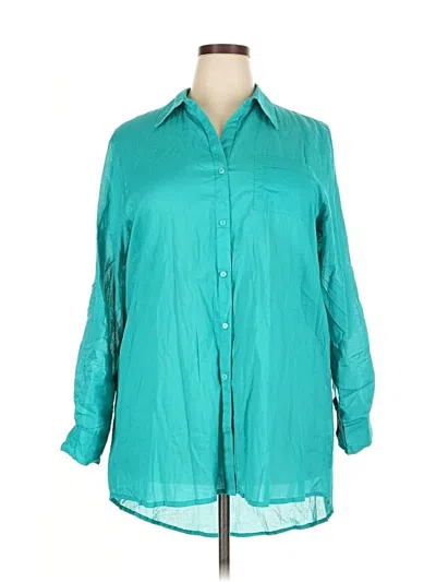 Pre-owned True Destinations Long Sleeve Blouse In Blue