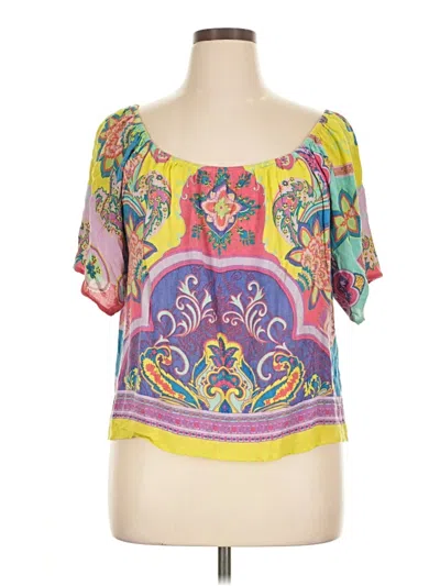 Pre-owned True Destiny Short Sleeve Blouse In Yellow