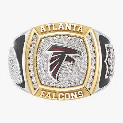 True Fans Fine Jewelry Atlanta Falcons Mens 1/2 Ct. Natural White Diamond 10k Two Tone Gold Fashion Ring In Metallic