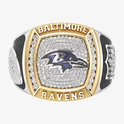 True Fans Fine Jewelry Baltimore Ravens Mens 1/2 Ct. Natural White Diamond 10k Two Tone Gold Fashion Ring