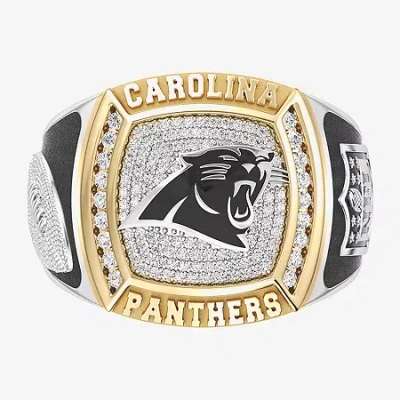 True Fans Fine Jewelry Carolina Panthers Mens 1/2 Ct. Natural White Diamond 10k Two Tone Gold Fashion Ring
