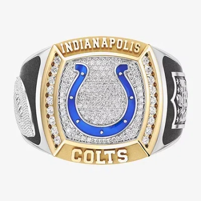 True Fans Fine Jewelry Indianapolis Colts Mens 1/2 Ct. Natural White Diamond 10k Two Tone Gold Fashion Ring In Multi