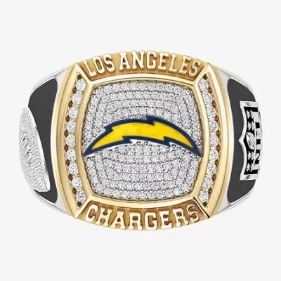 True Fans Fine Jewelry Los Angeles Chargers Mens 1/2 Ct. Natural White Diamond 10k Two Tone Gold Fashion Ring