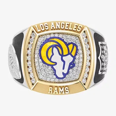 True Fans Fine Jewelry Los Angeles Rams Mens 1/2 Ct. Natural White Diamond 10k Two Tone Gold Fashion Ring In Multi