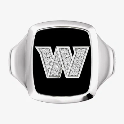 True Fans Fine Jewelry Mens Diamond Accent Genuine Black Onyx Sterling Silver Fashion Ring In Metallic