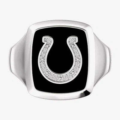 True Fans Fine Jewelry Mens Diamond Accent Genuine Black Onyx Sterling Silver Fashion Ring In Metallic