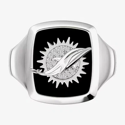 True Fans Fine Jewelry Mens Diamond Accent Genuine Black Onyx Sterling Silver Fashion Ring In Metallic