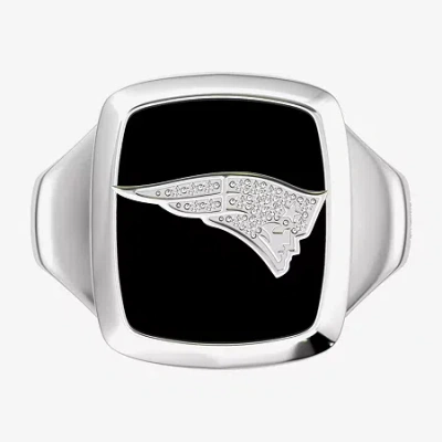 True Fans Fine Jewelry Mens Diamond Accent Genuine Black Onyx Sterling Silver Fashion Ring In Metallic