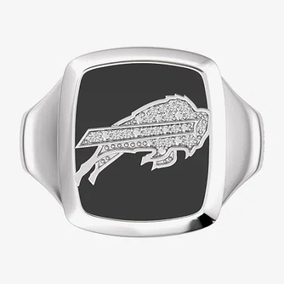 True Fans Fine Jewelry Mens Diamond Accent Genuine Black Onyx Sterling Silver Fashion Ring In Metallic