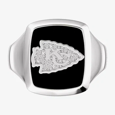 True Fans Fine Jewelry Mens Diamond Accent Genuine Black Onyx Sterling Silver Fashion Ring In Metallic
