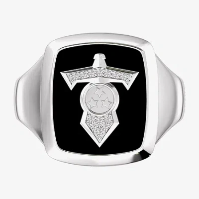True Fans Fine Jewelry Mens Diamond Accent Genuine Black Onyx Sterling Silver Fashion Ring In Metallic