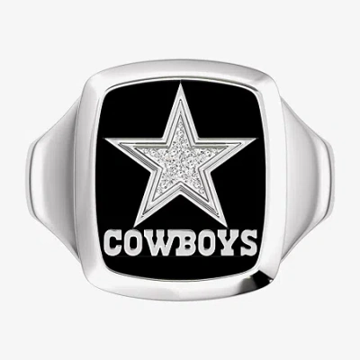 True Fans Fine Jewelry Mens Diamond Accent Genuine Black Onyx Sterling Silver Fashion Ring In Metallic