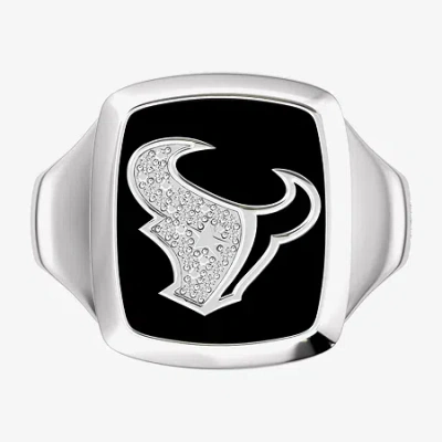 True Fans Fine Jewelry Mens Diamond Accent Genuine Black Onyx Sterling Silver Fashion Ring In Metallic