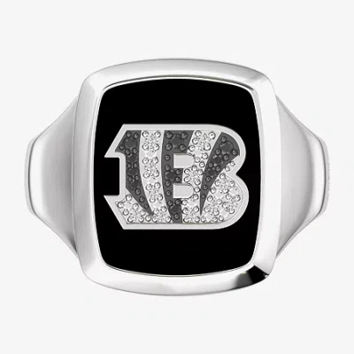 True Fans Fine Jewelry Mens Diamond Accent Genuine Black Onyx Sterling Silver Fashion Ring In Metallic