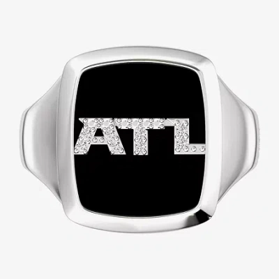 True Fans Fine Jewelry Mens Diamond Accent Genuine Black Onyx Sterling Silver Fashion Ring In Metallic