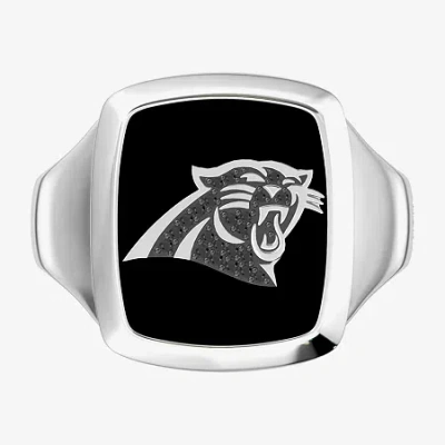 True Fans Fine Jewelry Mens Diamond Accent Genuine Black Onyx Sterling Silver Fashion Ring