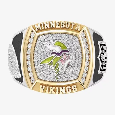 True Fans Fine Jewelry Minnesota Vikings Mens 1/2 Ct. Natural White Diamond 10k Two Tone Gold Fashion Ring