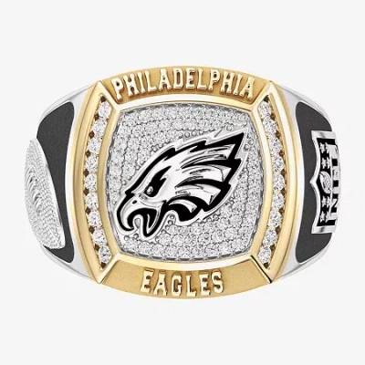 True Fans Fine Jewelry Philadelphia Eagles Mens 1/2 Ct. Natural White Diamond 10k Gold Sterling Silver Fashion Ring