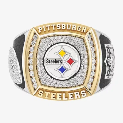 True Fans Fine Jewelry Pittsburgh Steelers Mens 1/2 Ct. Natural White Diamond 10k Two Tone Gold Fashion Ring
