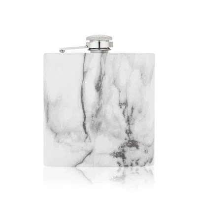 True Flask 6 oz Stainless Steel Flask In Marble In White